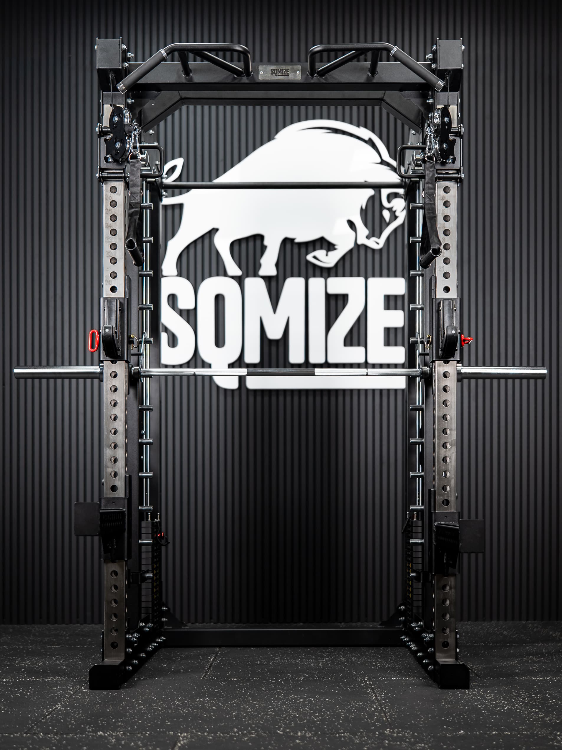 Tri-Power Gym SQMIZE® PREMIUM BISON SQ-S981-90, Kabelzugstation 1 : 1, Multipresse & Half Rack, Höhe 226 cm