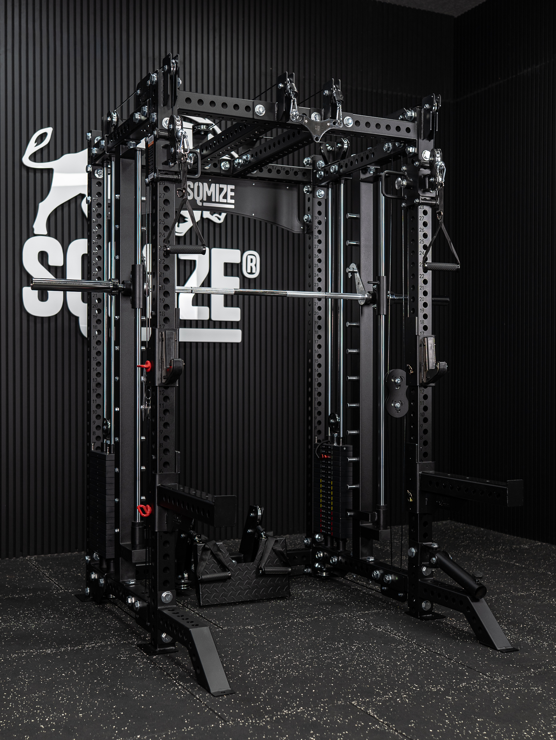 Super Tri Power Rack Gym SQMIZE® PREMIUM BISON SQ-S900RSR, Höhe 226 cm - Ausstellungsstück